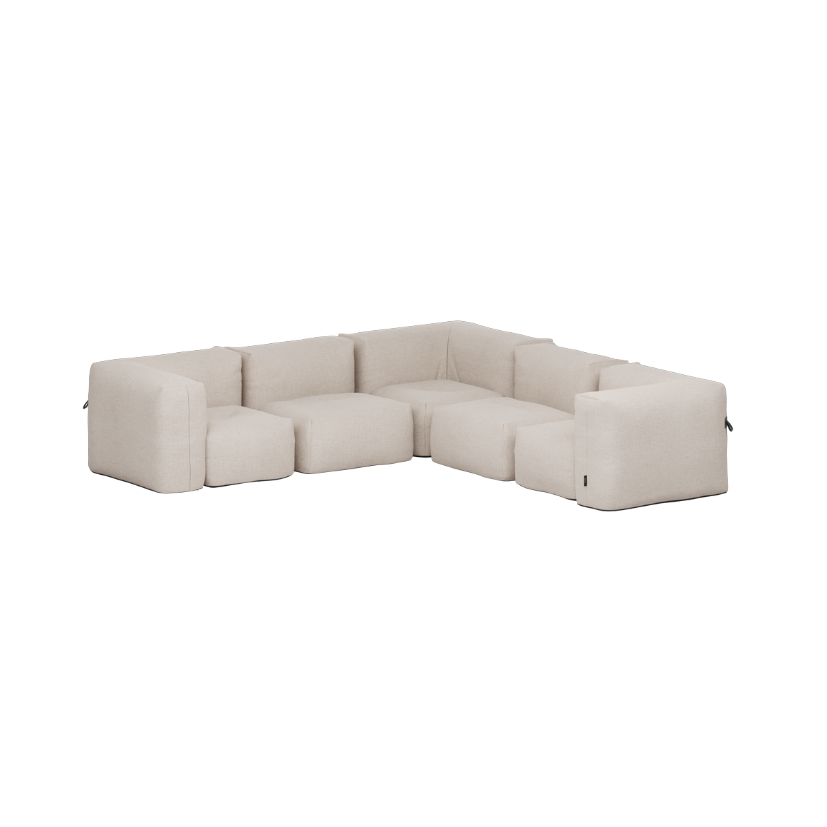 Cream modular outdoor corner sofa with deep cushioned seats and a soft form stable design by sackit for comfortable Nordic outdoor living