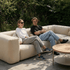 5-seater Soft Sofa Outdoor corner sofa in boucle beige fabric with soft cushions and low backrest
