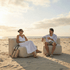 Bouclé Beige Soft Sofa Outdoor 5 seater corner sofa with soft cushions and low backrest.