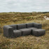 Soft Sofa Outdoor 3-seater with pouf in Kirra Olive color, soft cushioned outdoor sofa.