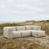 Soft Sofa Outdoor 3-seater with pouf in Kirra Olive color, soft cushioned outdoor sofa without frame.