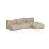 Beige three seat outdoor sofa with soft back cushions and matching pouf for comfortable Nordic outdoor living by sackit europa