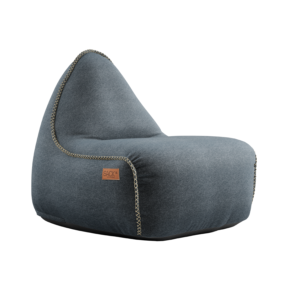 Canvas Lounge Chair in petrol canvas fabric with backrest and durable hand-sewn stitches.