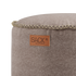 Canvas Pouf in canvas petrol with hand-sewn linen stitches, round shape and soft texture