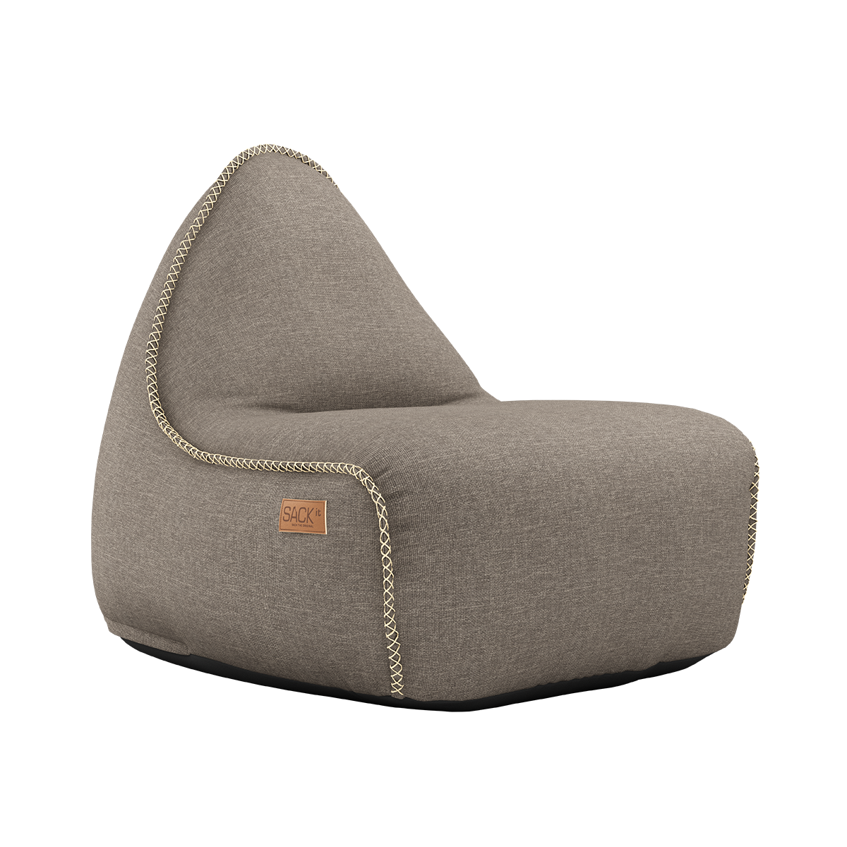 Cobana Lounge Chair in taupe with backrest, durable water-repellent fabric and soft rounded shape.
