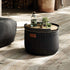 Cobana Grey pouf with durable fabric and hand-sewn stitches, suitable for indoor and outdoor use.