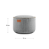 Round Cobana Grey pouf with durable fabric and hand-sewn stitches for indoor and outdoor use