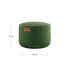 Round Cobana Pouf in grey Cobana fabric with hand-sewn stitches, suitable for indoor and outdoor use