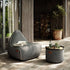 Cobana Grey pouf with rounded shape and textured fabric suitable for indoor and outdoor use