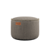Cobana Taupe pouf with water-repellent fabric and hand-sewn stitches, round shape for indoor and outdoor use