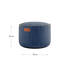 Round Cobana Grey pouf with hand-sewn stitches, designed for indoor and outdoor use