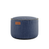 Round Kirra Indigo Cobana Pouf with textured fabric and hand-sewn stitches for indoor and outdoor use