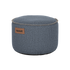 Round Kirra Indigo Cobana Pouf with textured fabric and hand-sewn stitches for indoor and outdoor use