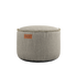 Kirra Sand Cobana Pouf with a round shape and textured fabric suitable for indoor and outdoor use