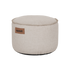 Kirra Sand Cobana Pouf with a round shape and textured fabric suitable for indoor and outdoor use