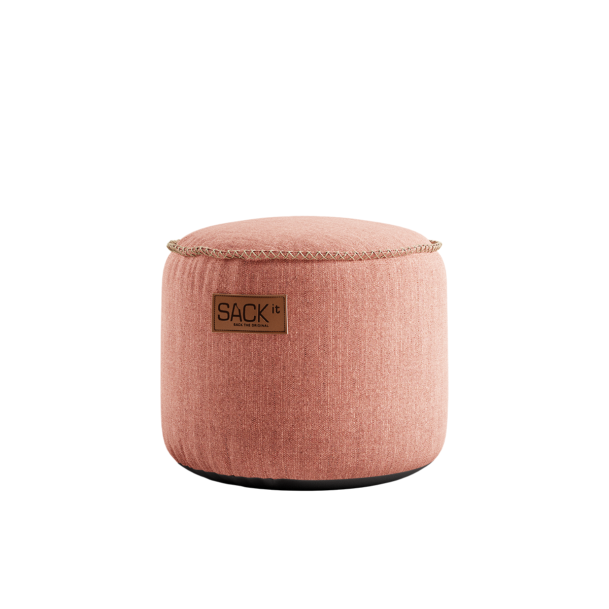 Cobana Junior Pouf in rose color with round shape and soft fabric texture.