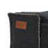 Cobana Square Pouf in black canvas fabric with hand-sewn stitches and a square shape.