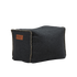 Cobana Square Pouf in black canvas fabric with a square shape and hand-sewn stitches