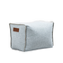 Cobana Square Pouf in white canvas fabric with hand-sewn stitches and a square shape
