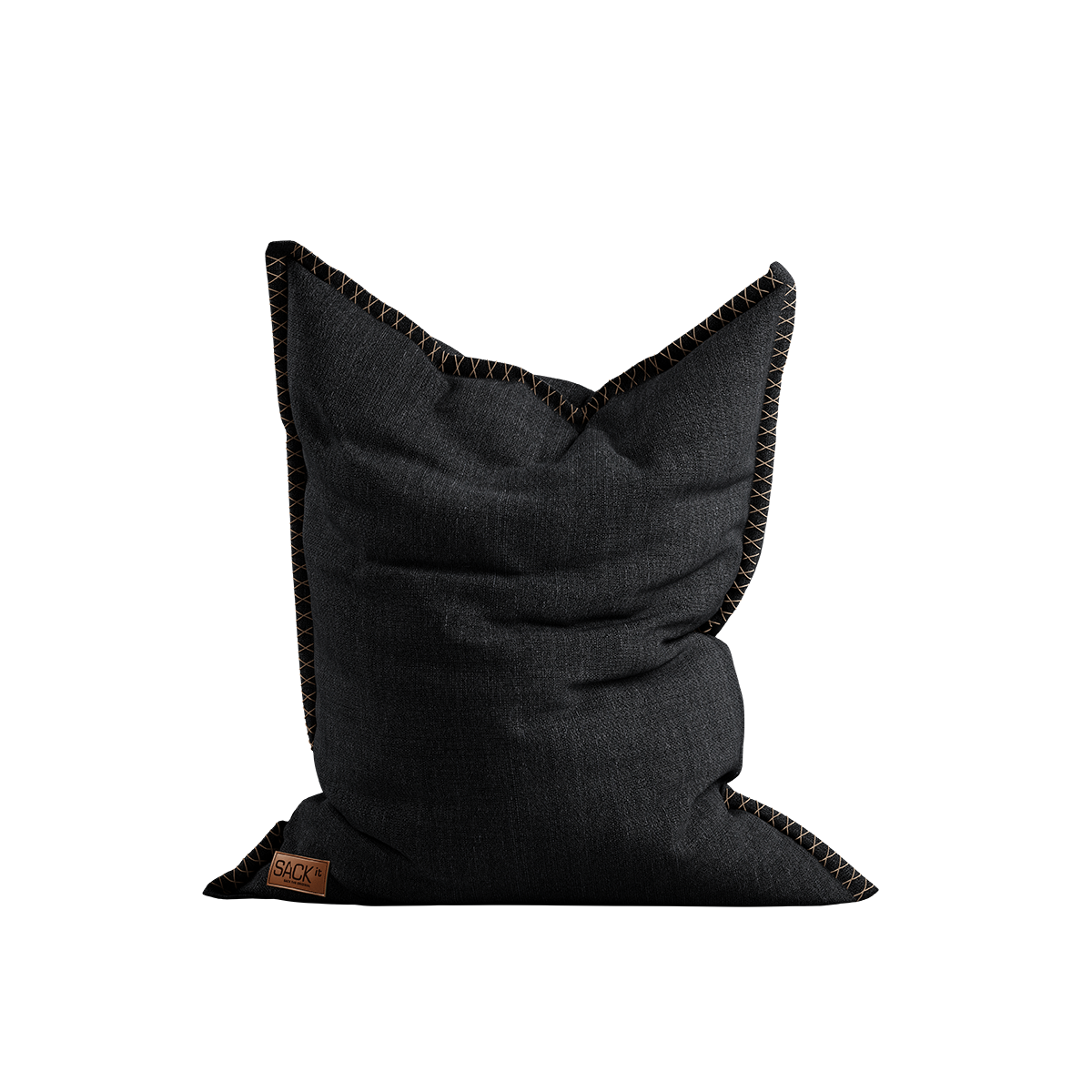 Cobana Black beanbag chair with durable, water-repellent fabric and hand-sewn stitches.