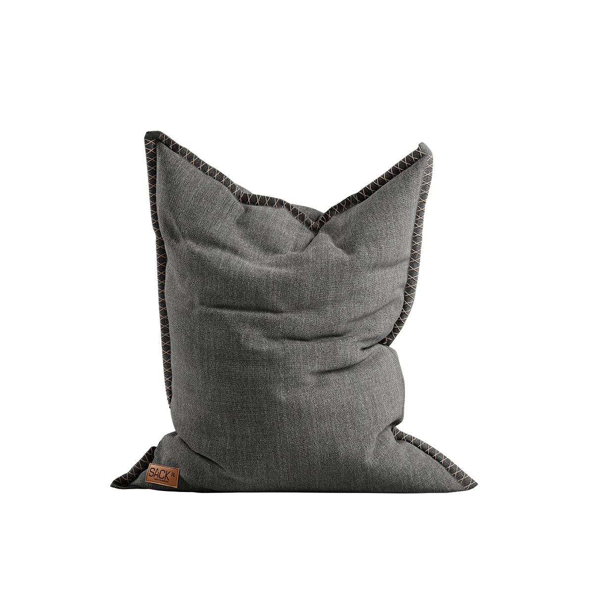 Cobana Grey beanbag chair with durable fabric and hand-sewn stitches in a simple indoor setting