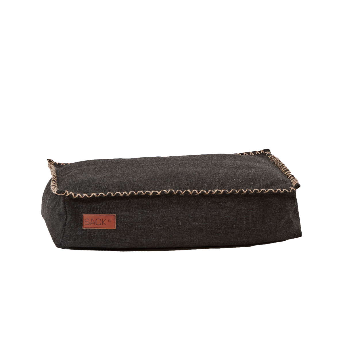 Mini Cobana Dog bed in black fabric with non-slip bottom and EPS bead filling.