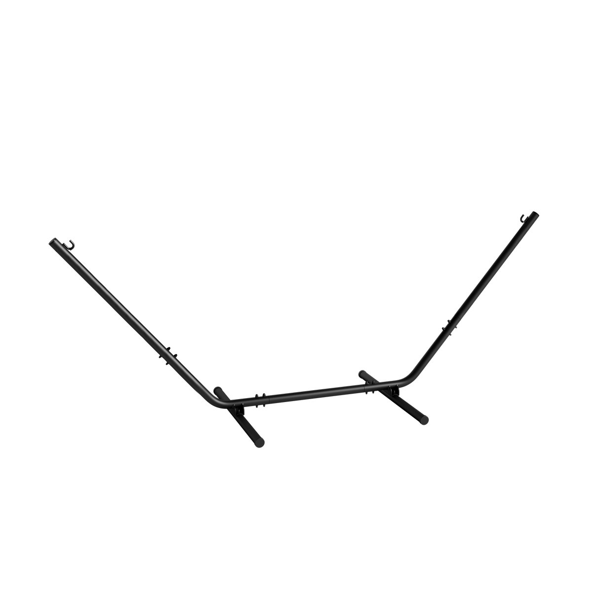 Black powder-coated aluminum Cobana hammock frame with a simple, stable outdoor design.