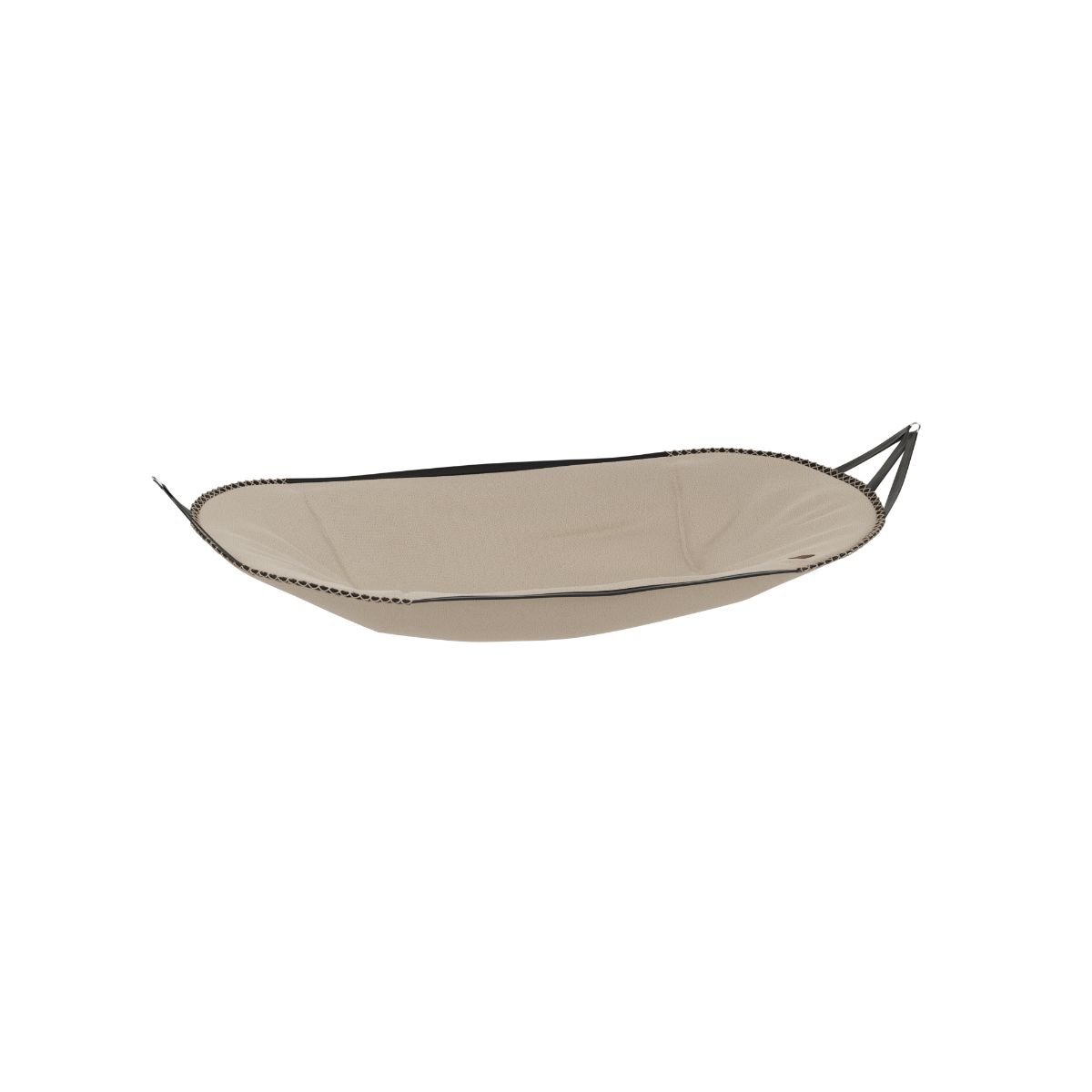 Beige Cobana textile hammock from sackit shown without its frame with a soft curved fabric seat and dark hanging straps for outdoor relaxation