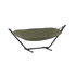 Olive green Cobana hammock on a black metal stand for comfortable outdoor lounging in the garden or on the terrace by sackit