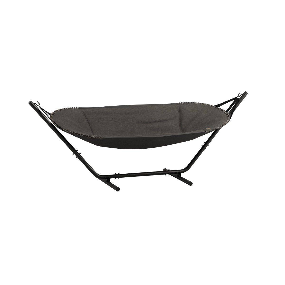 Kirra Noir Cobana Hammock with black powder-coated aluminum frame for outdoor relaxation