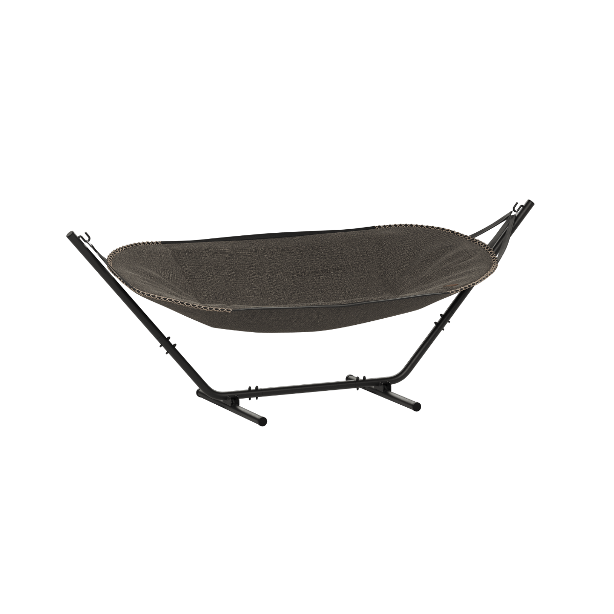 Dark gray Cobana hammock on a sturdy black stand for comfortable outdoor lounging from sackit