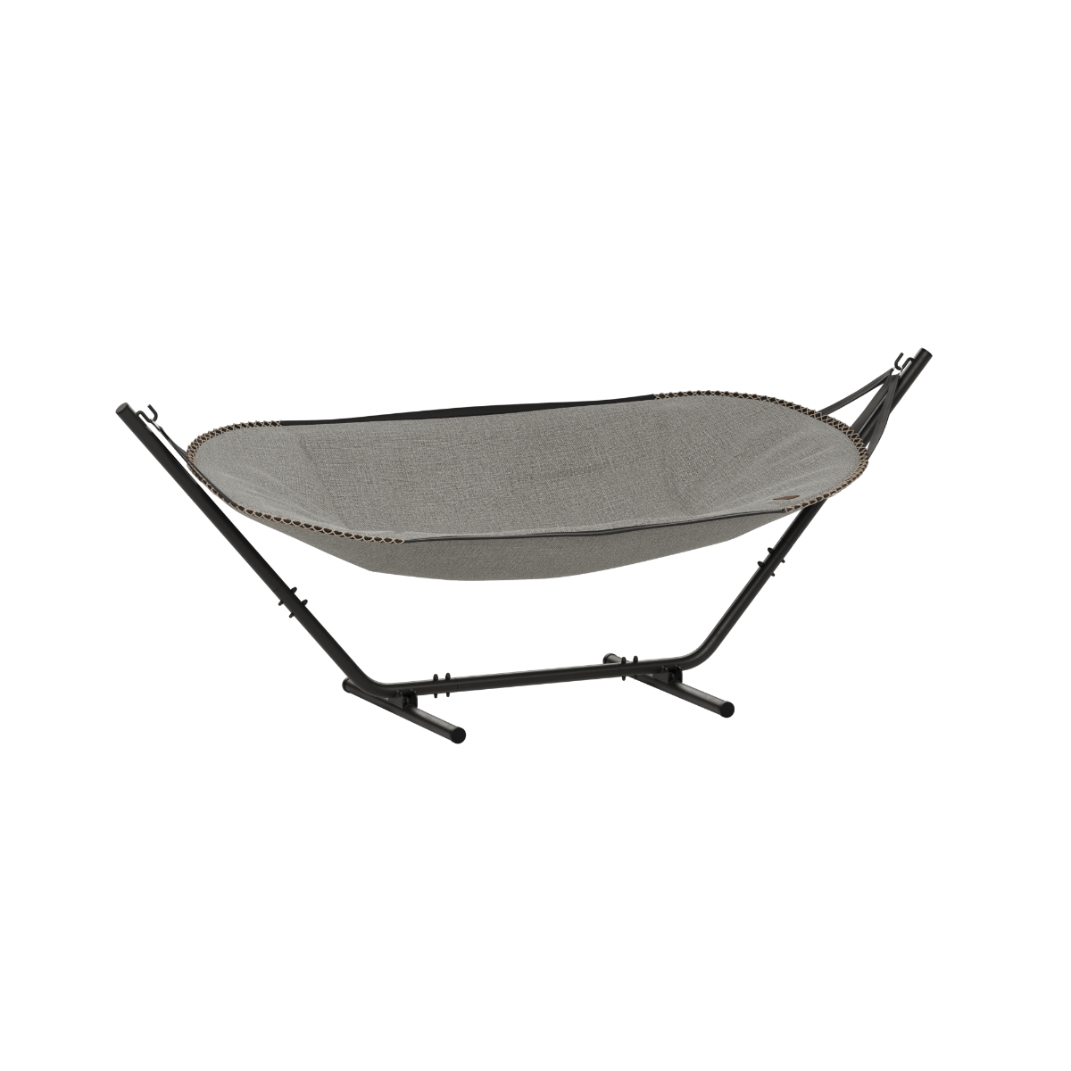 Gray Cobana garden hammock with a supportive fabric sling and black metal frame for comfortable outdoor lounging from sackit