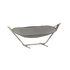 Grey Cobana hammock by sackit with a supportive fabric sling and sturdy stand for relaxing outdoors in the garden or on the terrace