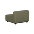 Olive green modular outdoor sofa seat with rounded Scandinavian lines and weather resistant upholstery shown from the rear on a black background by sackit