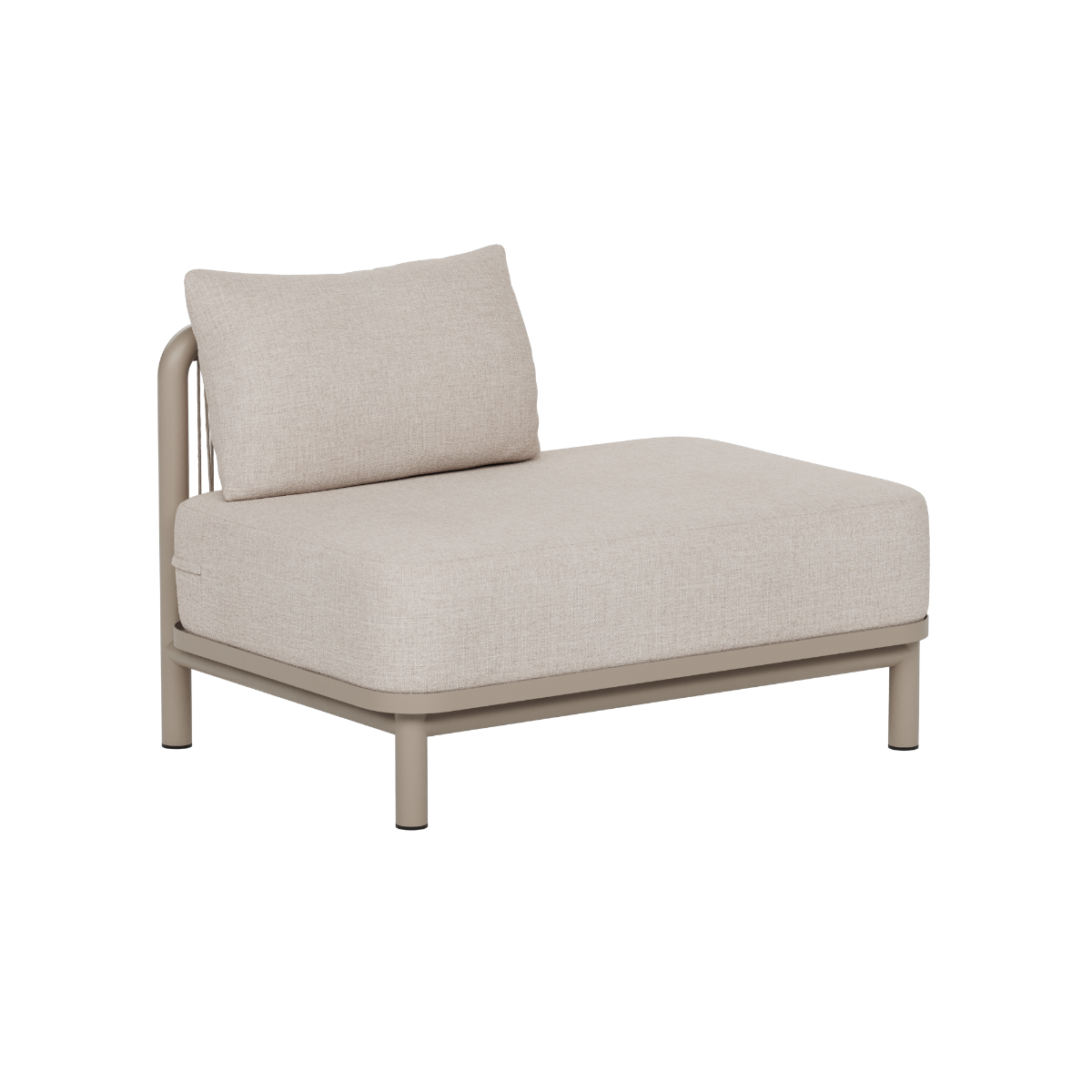 sackit light beige outdoor lounge sofa module with a plush back cushion and slim architectural frame for modern Nordic garden seating