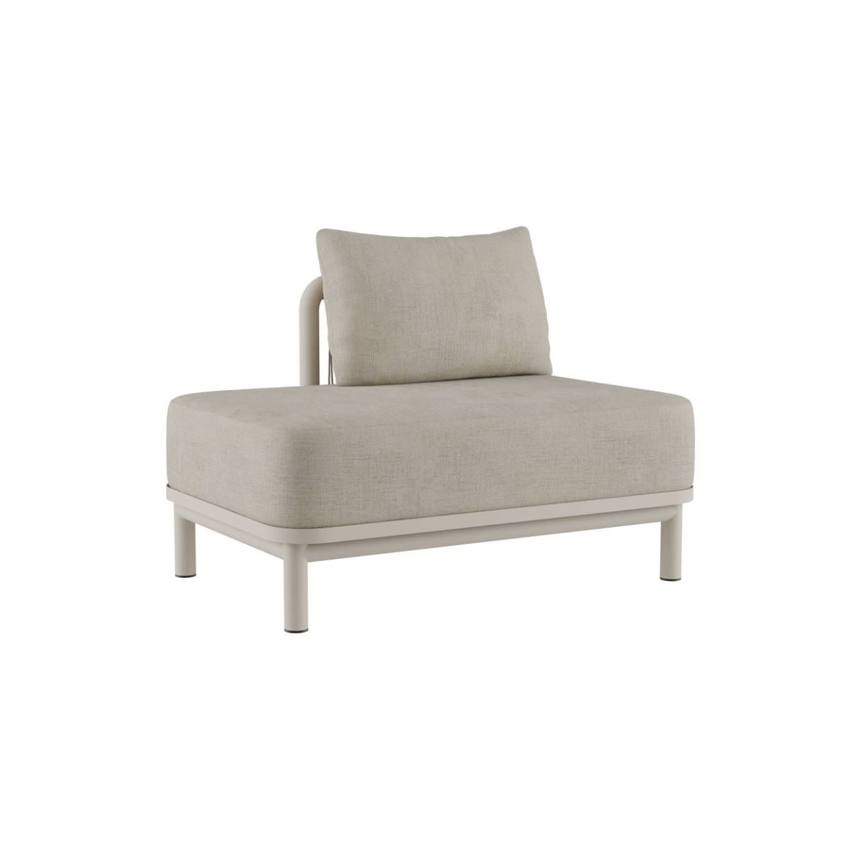 Kirra Lounge Sofa open end right in Kirra Sand with aluminum frame and olefin textile cushions