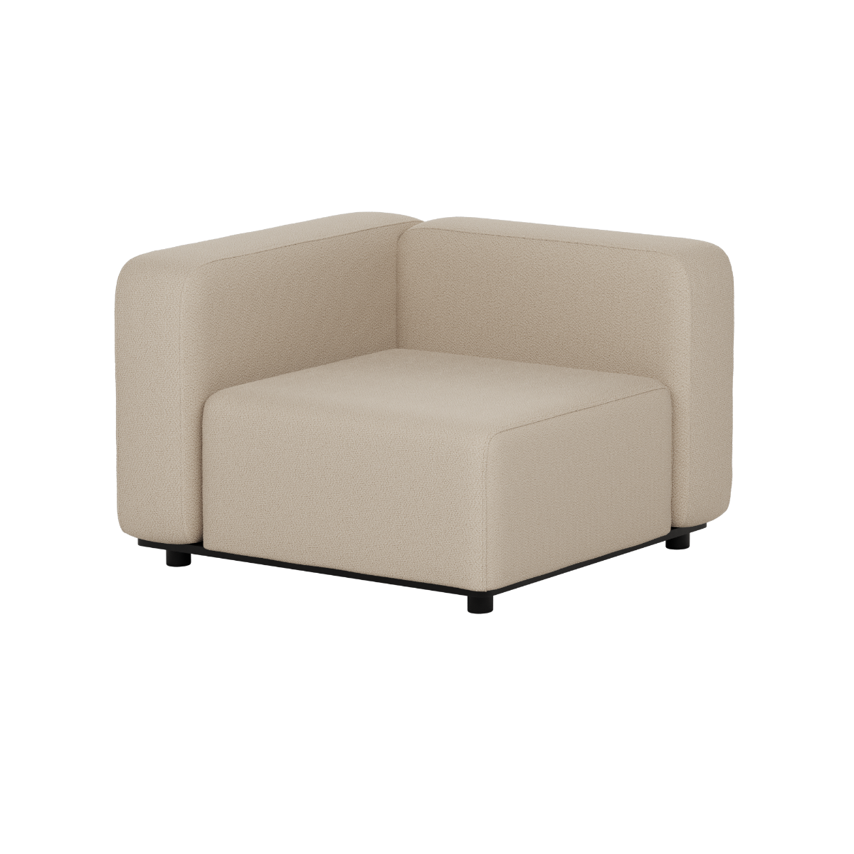 Beige modular outdoor corner sofa with rounded cushions and clean Scandinavian lines by sackit for Nordic gardens and terraces