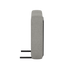 Side view of a grey upholstered armrest module for the sackit Cobana outdoor lounge sofa on a black background