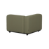 sackit outdoor corner sofa module in muted olive green upholstery with rounded Scandinavian design and a low black base