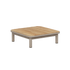 Outdoor coffee table with a warm teak tabletop and durable powder coated aluminum frame in a low square design for Nordic weather by sackit