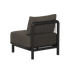 Dark grey Kirra outdoor lounge sofa seat module with black frame and woven backrest designed by sackit for Nordic weather conditions