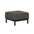 Outdoor lounge pouf with a textured dark fabric cushion and sturdy black frame designed for modular garden seating by sackit