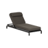 Dark upholstered Kirra sunbed with an adjustable backrest and black weather resistant frame for relaxing outdoors by sackit