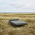 Kirra Double Sunbed in Kirra Sand with powder-coated aluminum frame and light olefin textile outdoors