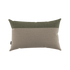 Sand and olive color-blocked outdoor cushion with removable cover on a white background