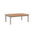 Taupe Kirra Coffee Table with teak wood top and accessory fit, designed for outdoor use.