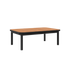 Kirra Coffee Table in black powder-coated aluminum with teak wood tabletop, no accessory fit, studio background.