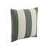 Square outdoor cushion with wide sage green and cream stripes by sackit for comfortable Nordic weather ready garden lounging