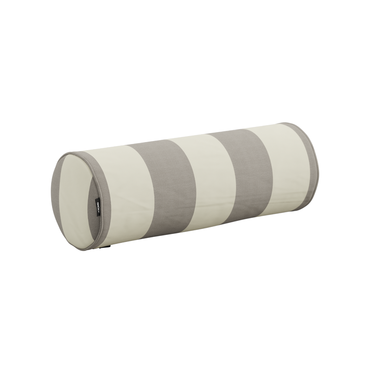 Outdoor bolster cushion in Renesse Taupe with cylindrical shape and soft fabric texture.
