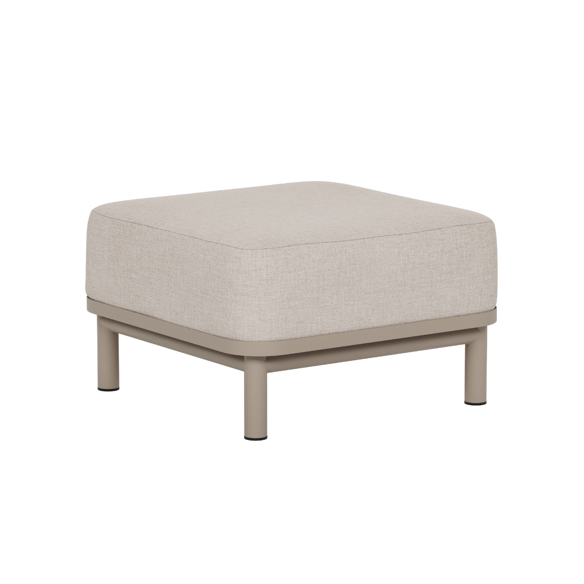 Beige Kirra lounge pouf with an architectural profile and weather resistant upholstery by sackit for modern outdoor seating